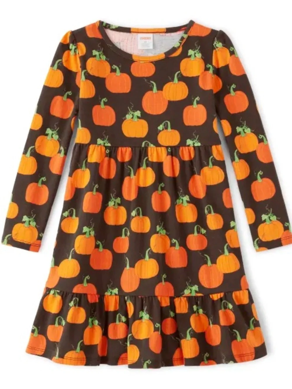 Gymboree pumpkin print ruffle hem dress sz 8